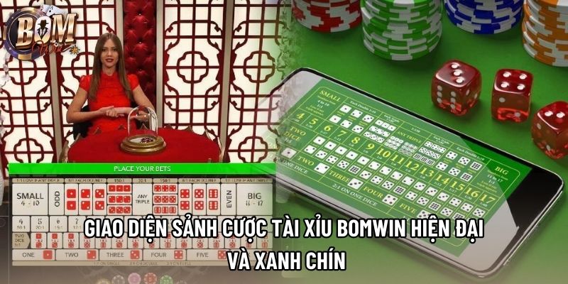 Giao diện sảnh cược tài xỉu Bomwin hiện đại và xanh chín